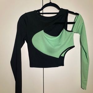 Asymmetrical black and green cut out too